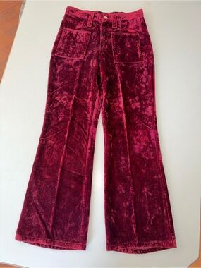 Wrangler Girls' Velvet Flared Pants - Wine Red